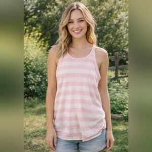 Nike Women's Shoosh Pink White Stripe Tank Top Size XL Knit Logo Athleisure